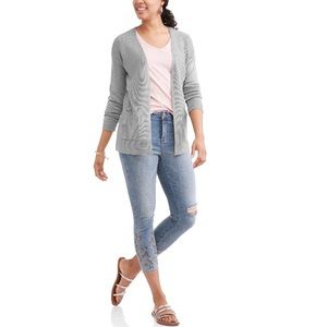 Time and Tru Grey Heather Sweater With Pockets